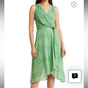 TOMMY HILFIGER Faux Wrap Patchwork Midi Dress